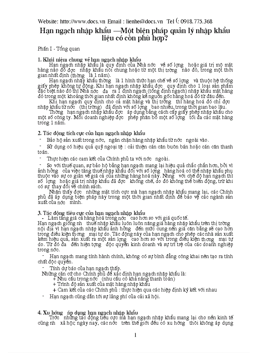 Hạn ngạch nhập khẩu Một biện pháp quản lý nhập khẩu liệu có còn phù hợp
