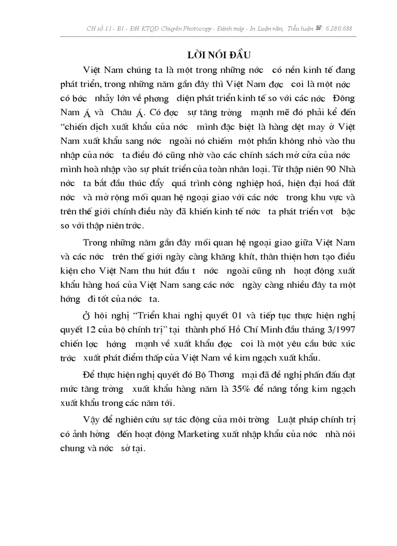 Môi trường XNK hàng may mặc