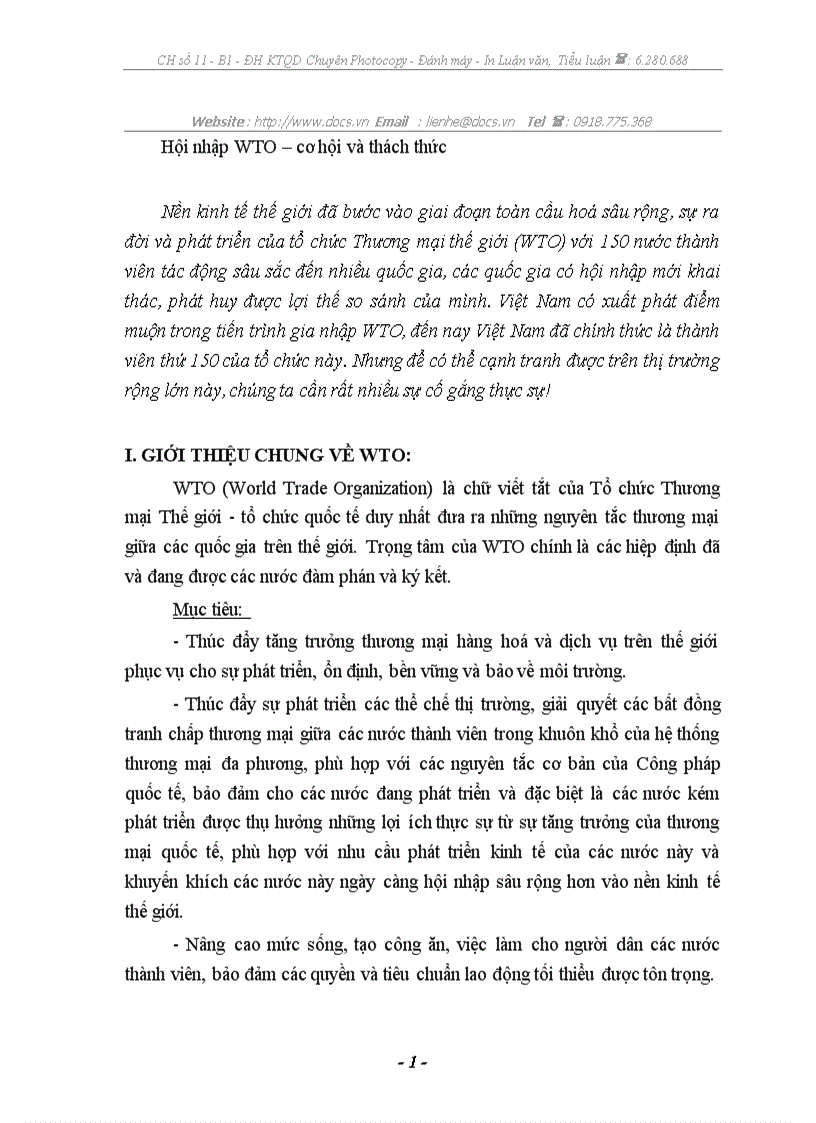 WTO Cơ hội thách thức đối với VN