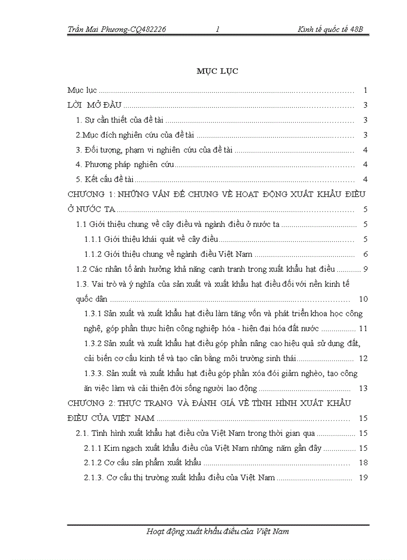 Hoạt động xuất khẩu Điều của Việt Nam