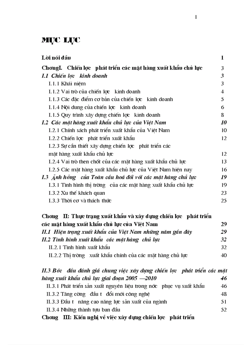Chiến lược phát triển các nhóm mặt hàng xuất khẩu chủ lực giai đoạn 2005 2010