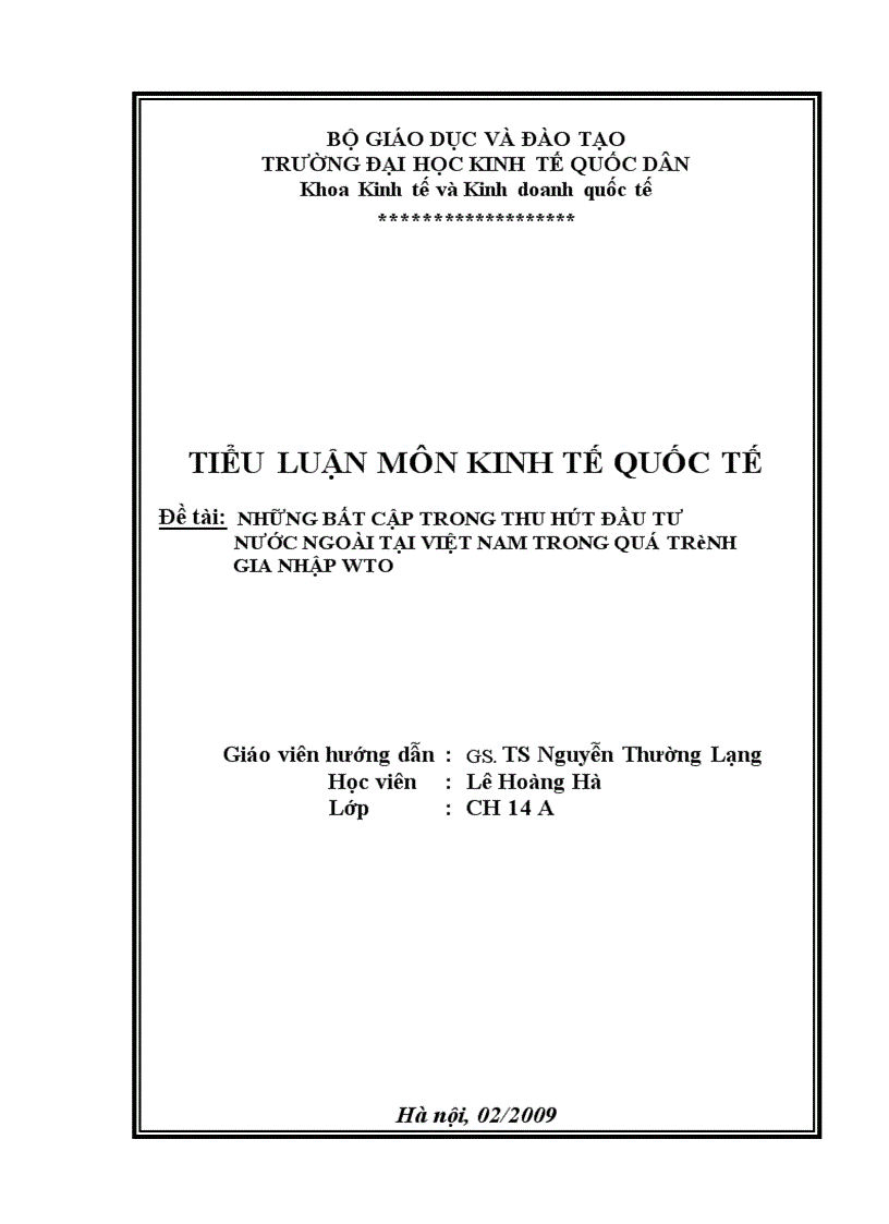 Những bất cập trong thu hút đầu tư nước ngoài tại việt nam trong quá trình gia nhập wto