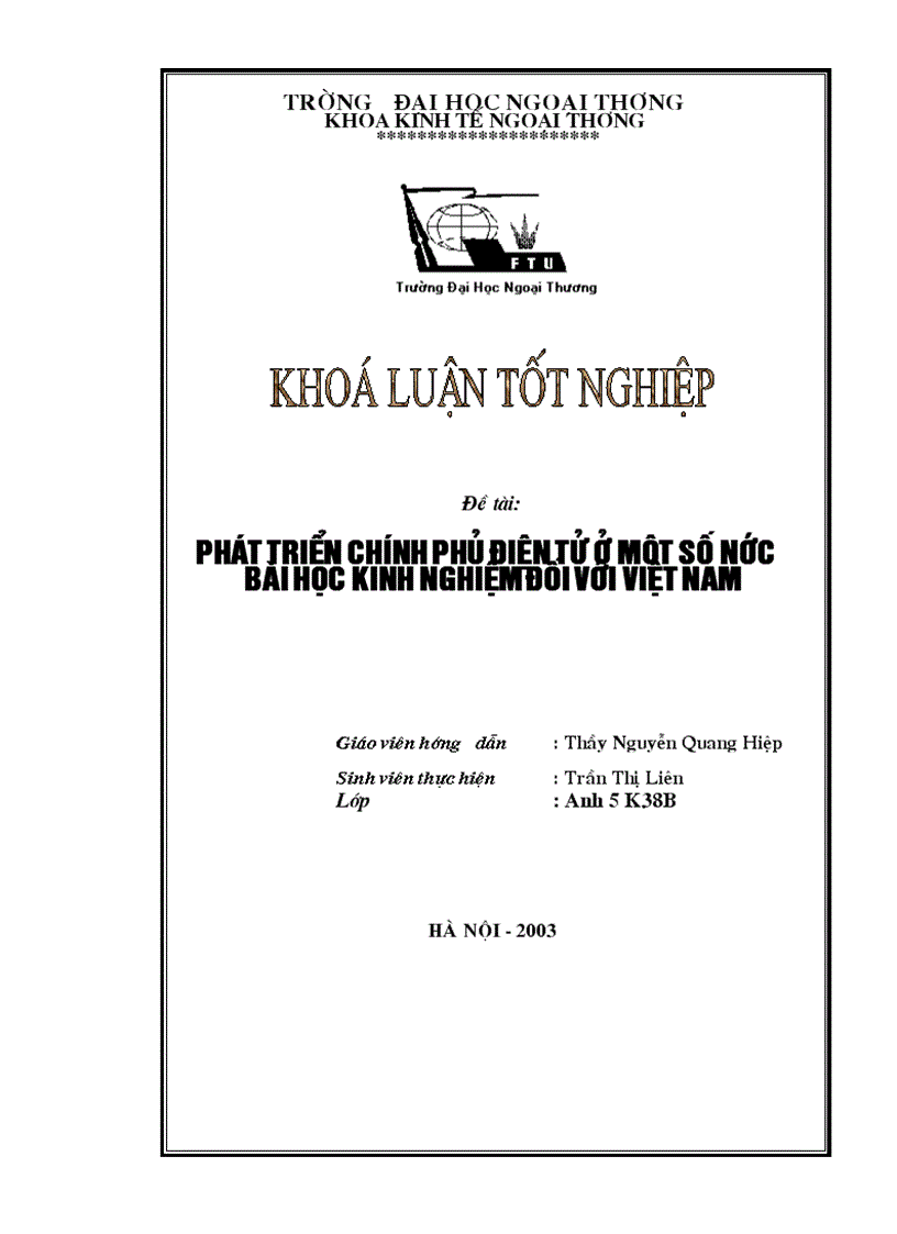 Phát triển chính phủ điện tử ở một số nước bài học kinh nghiệm đối với việt nam