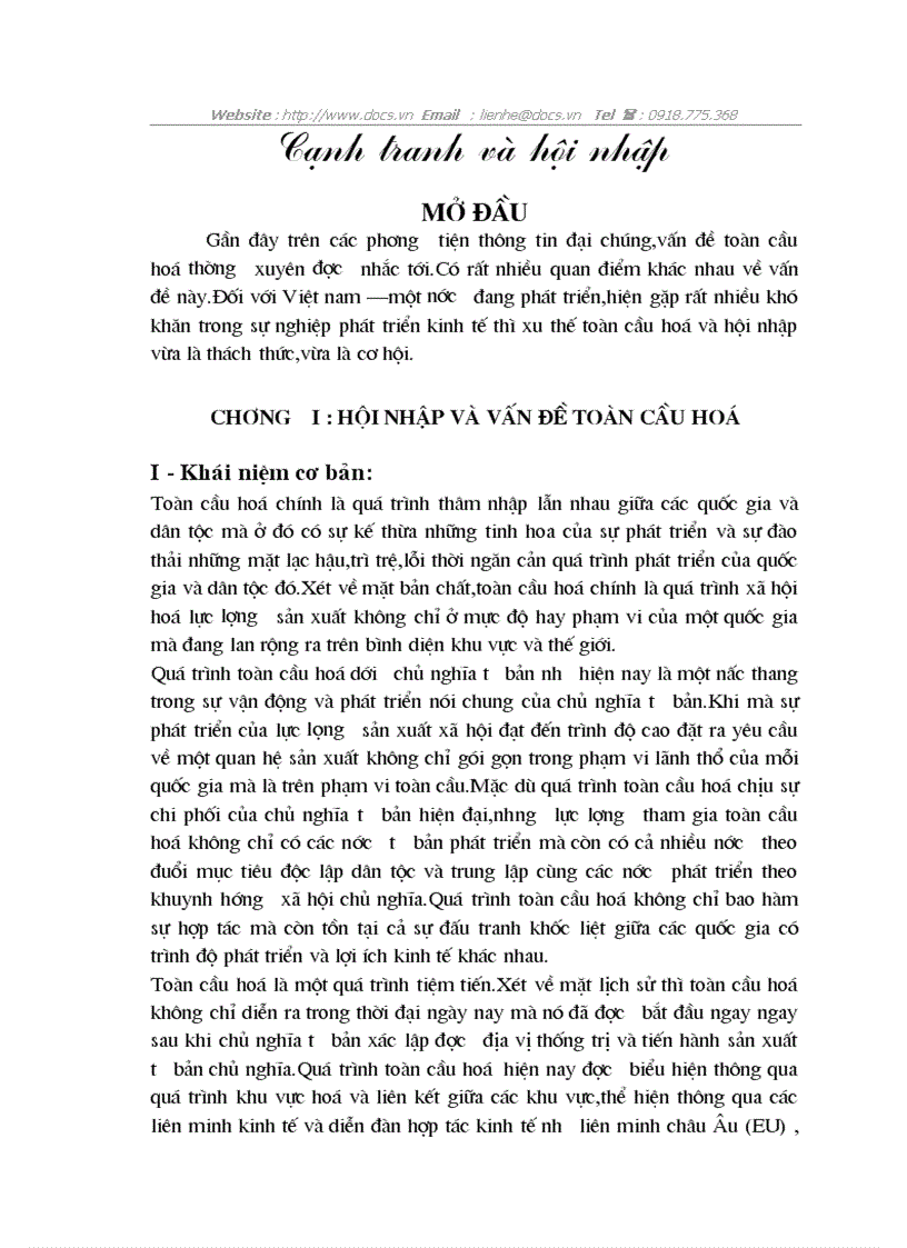 Cạnh tranh hội nhập