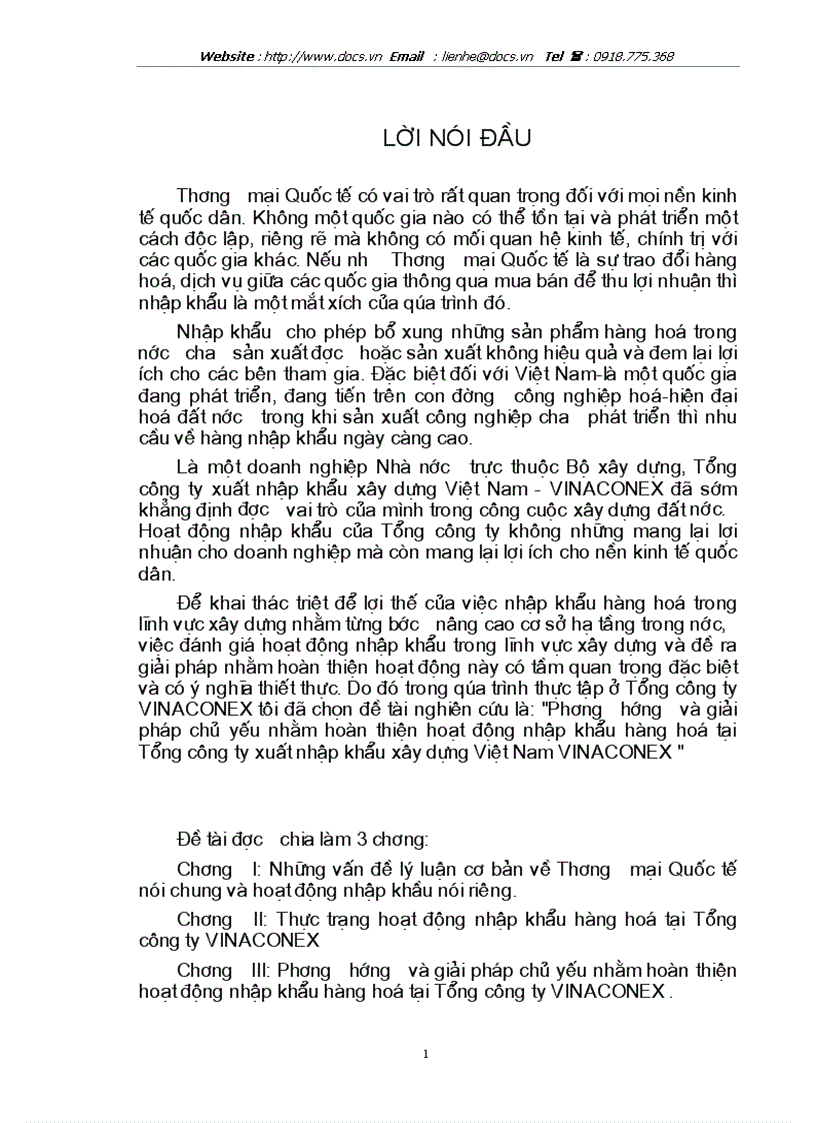 Phương hướng và giải pháp chủ yếu nhằm hoàn thiện hoạt động nhập khẩu hàng hoá tại Tổng công ty xuất nhập khẩu xây dựng Việt Nam VINACONEX