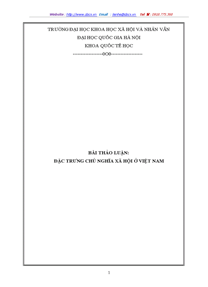 Đặc trưng chủ nghĩa xã hội ở việt nam