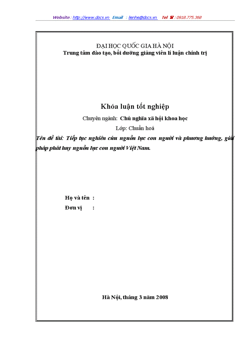 Tiếp tục nghiên cứu nguồn lực con người và phương hướng giải pháp phát huy nguồn lực con người Việt Nam