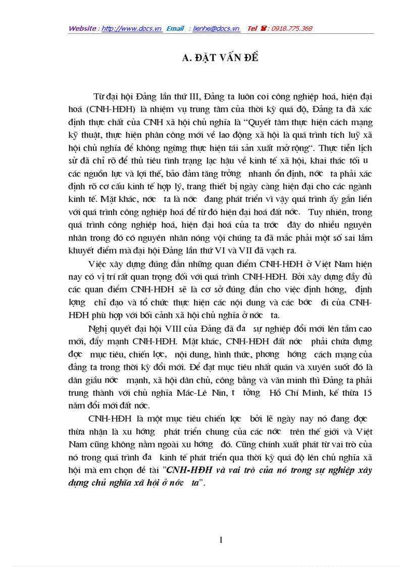 CNH HĐH và vai trò của nó trong sự nghiệp xây dựng chủ nghĩa xã hội ở nước ta