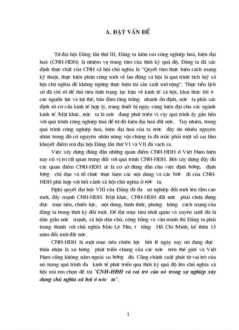CNH HĐH và vai trò của nó trong sự nghiệp xây dựng chủ nghĩa xã hội ở nước ta