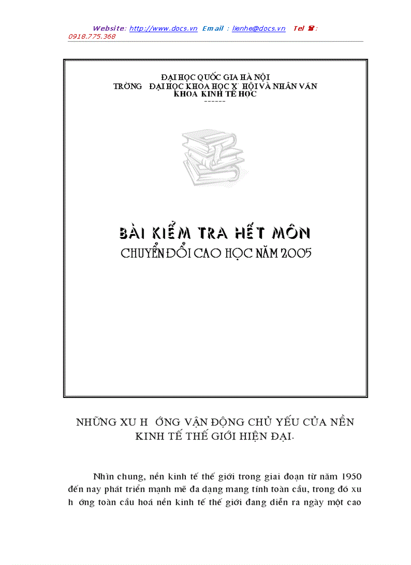 Những xu hướng vận động chủ yếu của nền kinh tế thế giới hiện đại