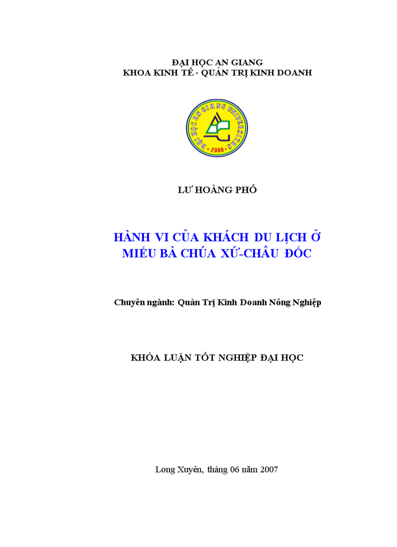 Hành vi của khách du lịch ở miếu bà chúa xứ châu đốc