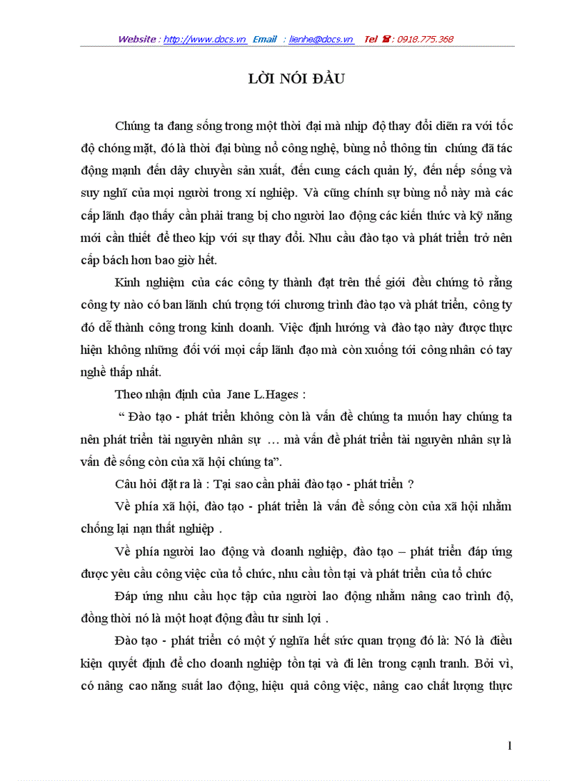 Một số biện pháp và kiến nghị về công tác đào tạo phát triển nnl trong các doanh nghiệp nhà nước ở hà nội