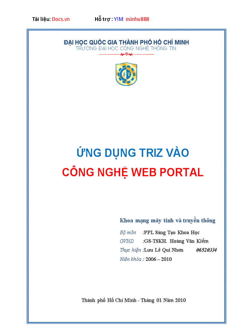 Ứng dụng triz vào công nghệ web portal