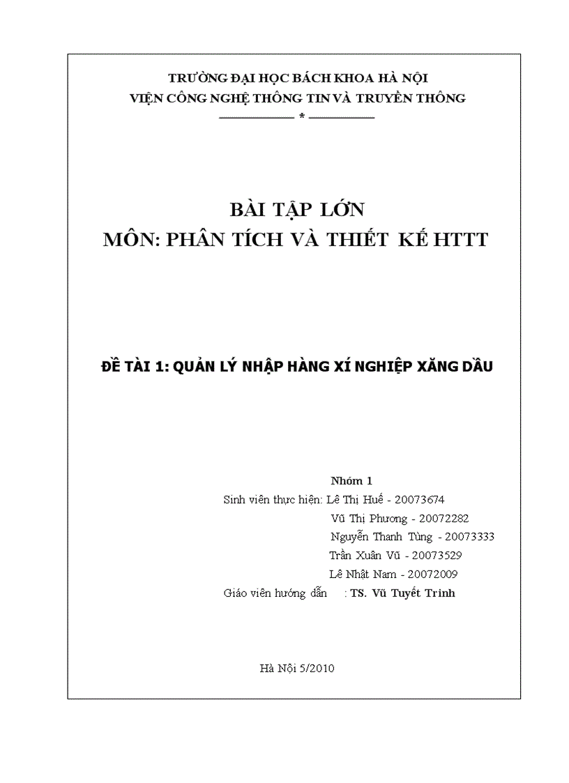 Quản lý nhập hàng xí nghiệp xăng dầu