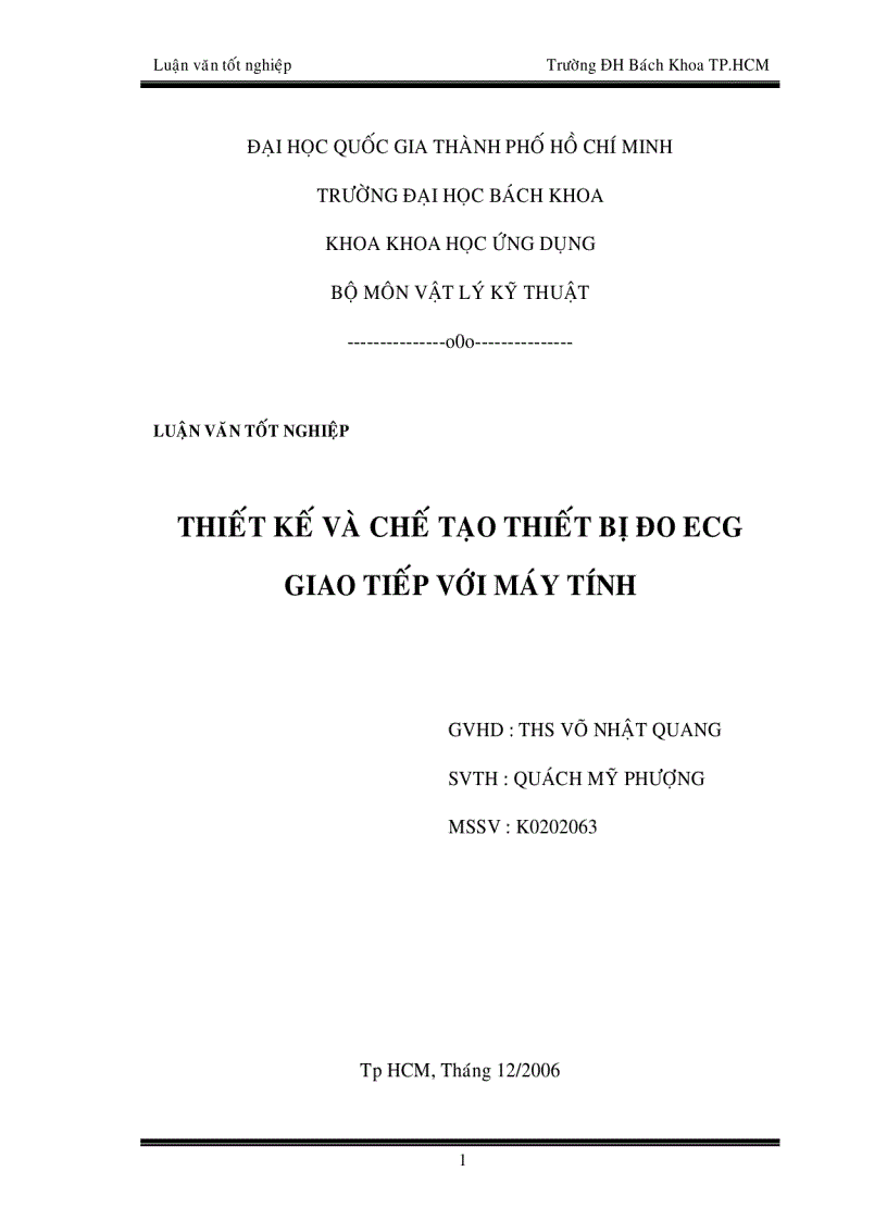 Thiết kế chế tạo thiết bị đó ECG giao tiếp với máy tính