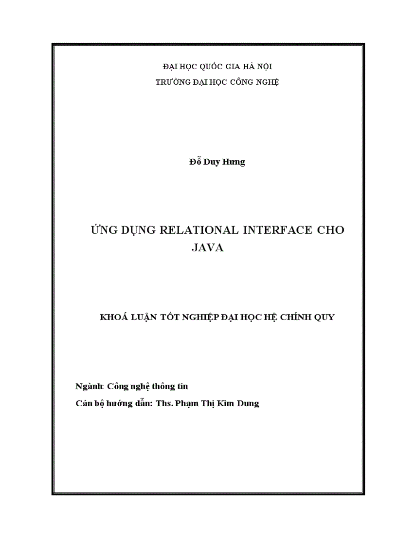 Ứng dụng relational interface cho java