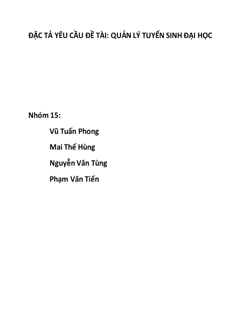 Bài tập lớn môn công nghê phần mềm thiết kế và cài đặt phần mềm quản lý điểm tuyển sinh đai học