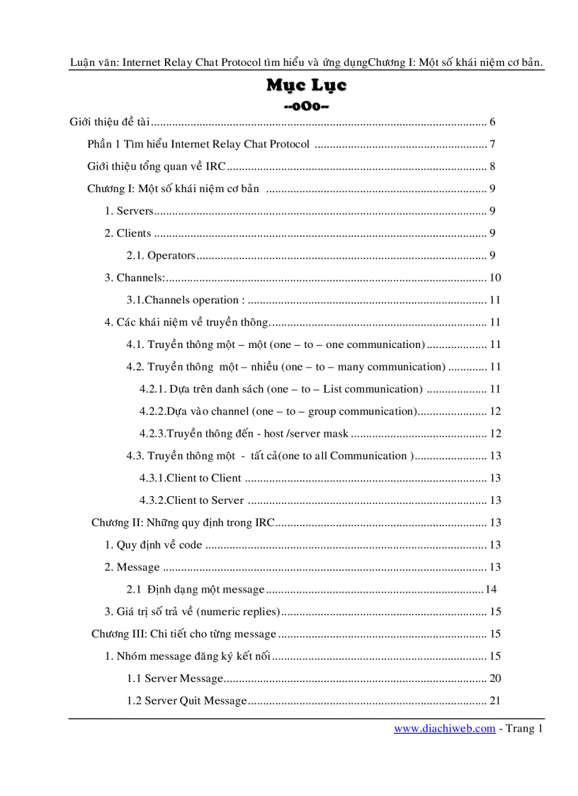 Luận Văn IRC internet relay chat protocol
