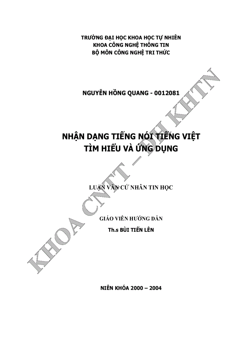 Nhận dạng tiếng nói tiếng việt tìm hiểu và ứng dụng