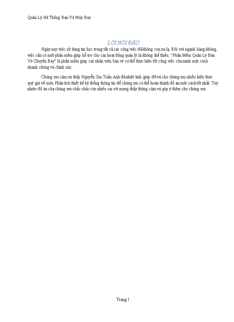 Quản Lý Hệ Thống Bán Vé Máy Bay