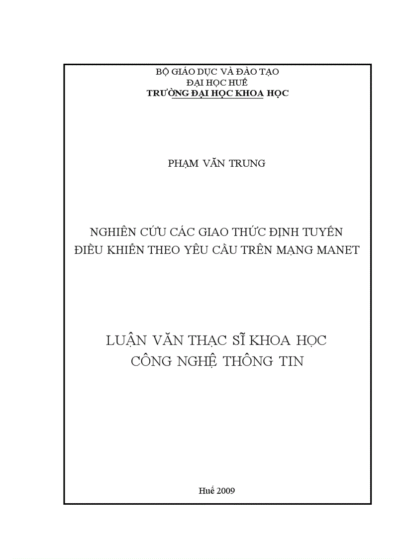 Nghiên cứu các giao thức định tuyến điều khiển theo yêu cầu trên mạng manet