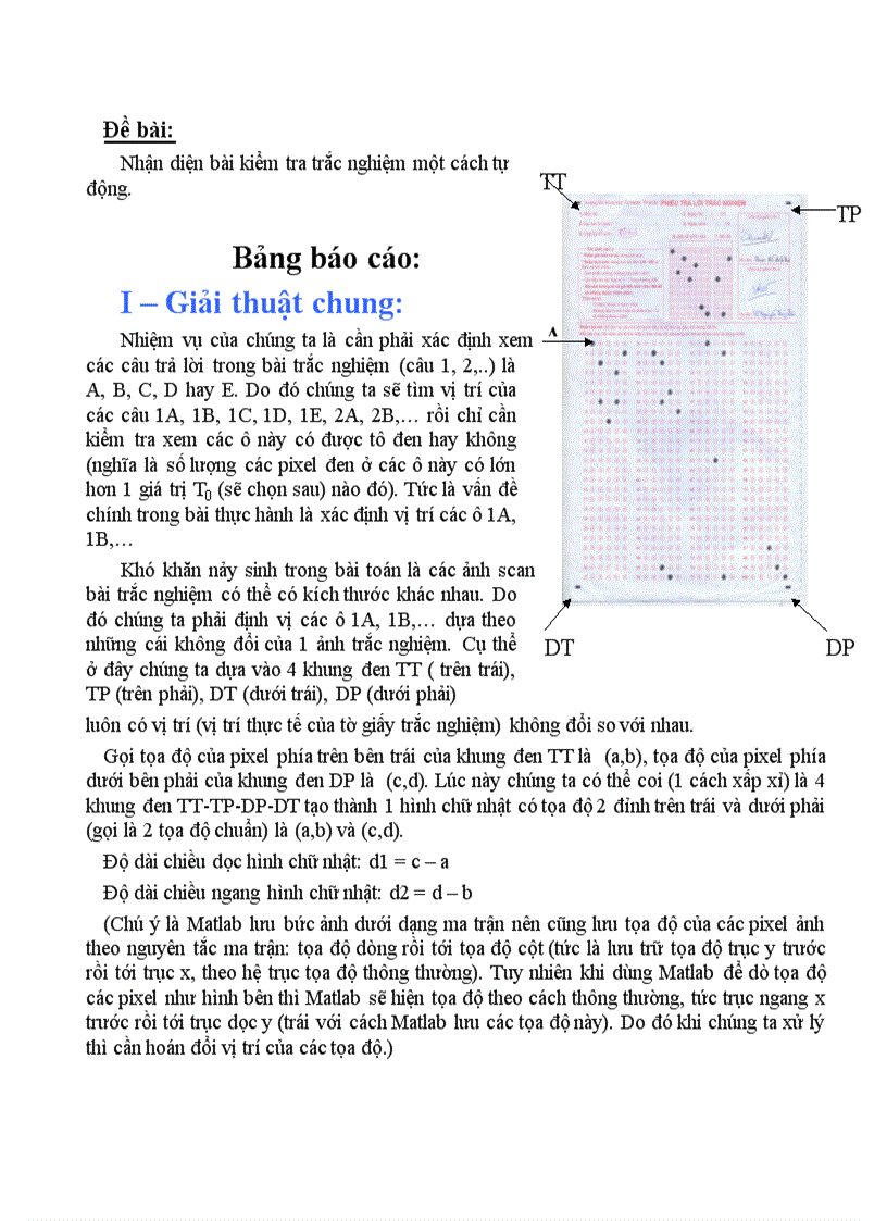 Nhận diện bài kiểm tra trắc nghiệm một cách tự động code