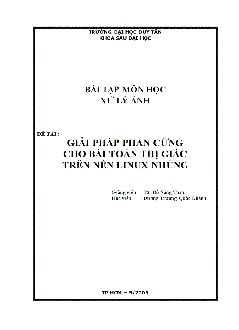 Giải pháp phần cứng cho bài toán thị giác trên nền linux nhúng