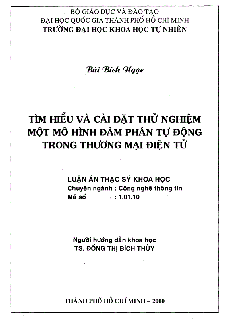 Tìm hiểu và cài đặt thử nghiệm một mô hình đàm phán tự động trong thương mại điện tử