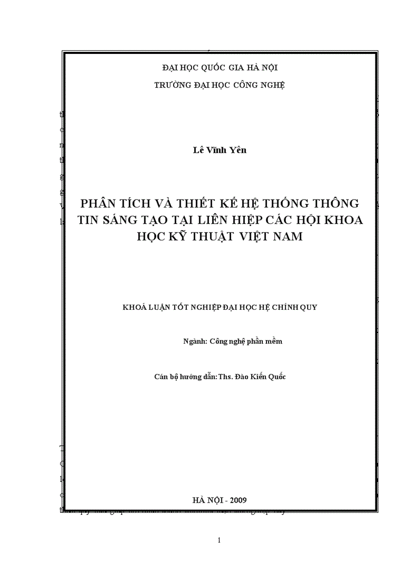 Phân tích và thiết kế hệ thống thông tin sáng tạo tại liên hiệp các hội khoa học kỹ thuật việt nam