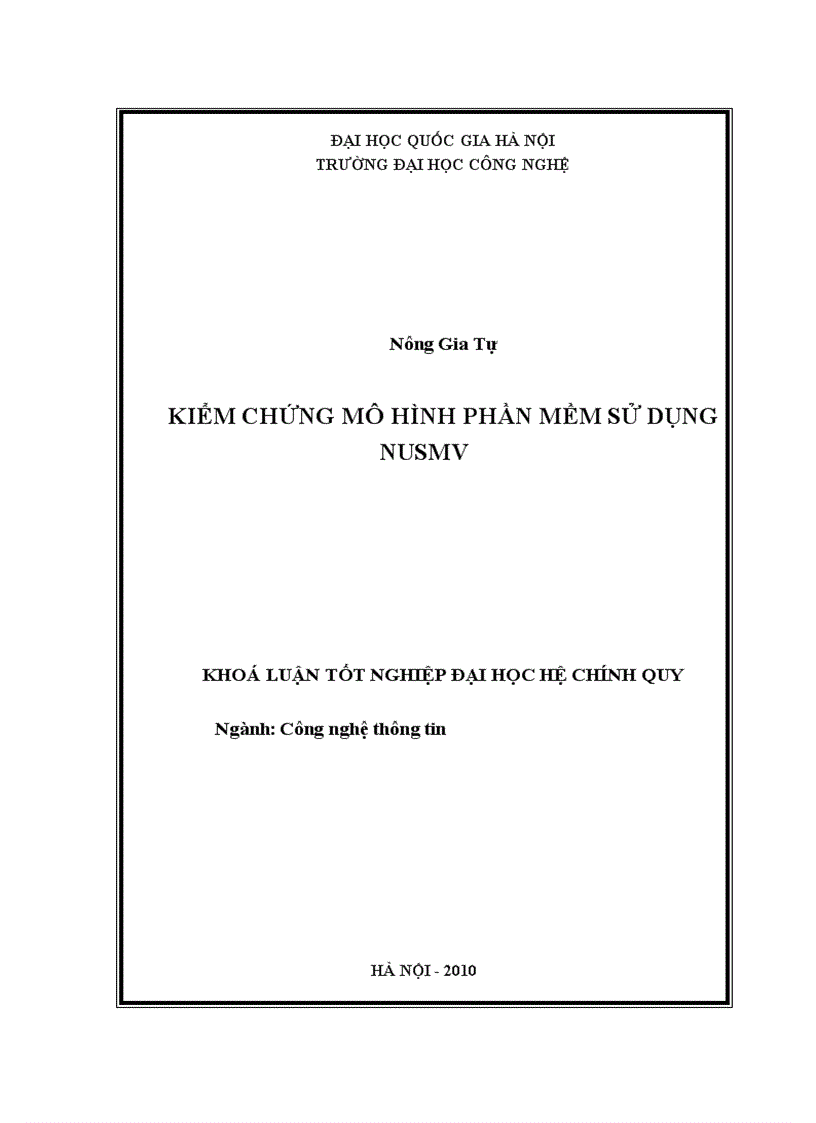 Kiểm chứng mô hình phần mềm sử dụng nusmv