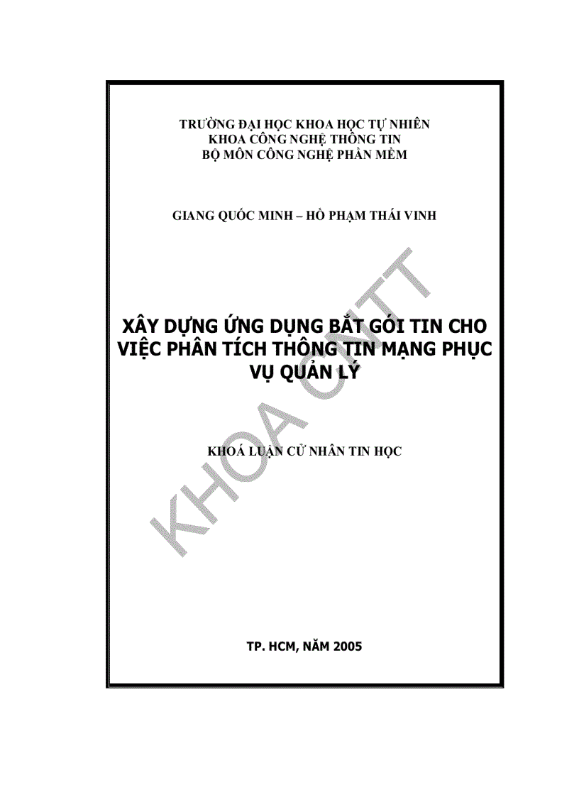 Xây dựng ứng dụng bắt gói tin cho việc phân tích thông tin mạng phục vụ quản lí