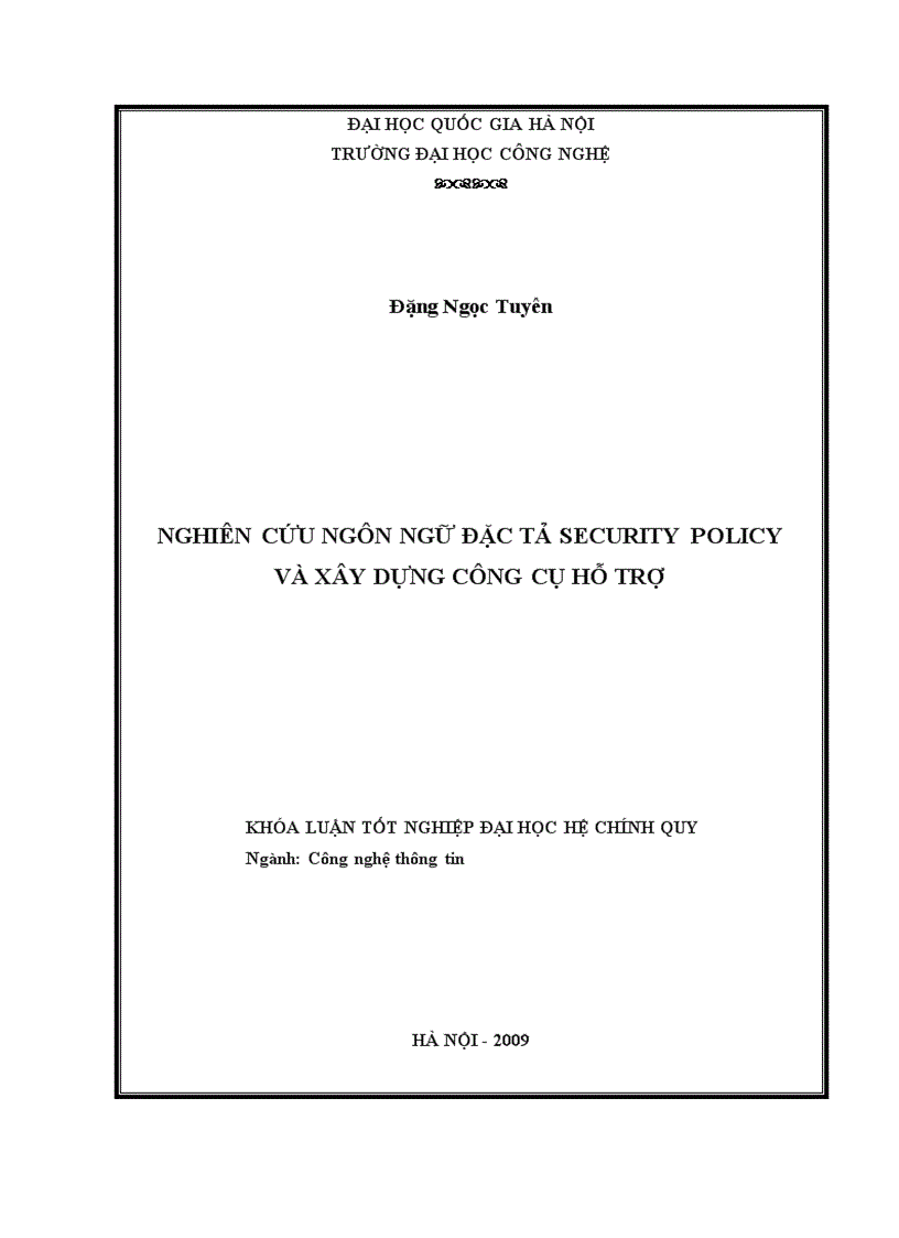 Nghiên cứu ngôn ngữ đặc tả security policy và xây dựng công cụ hỗ trợ