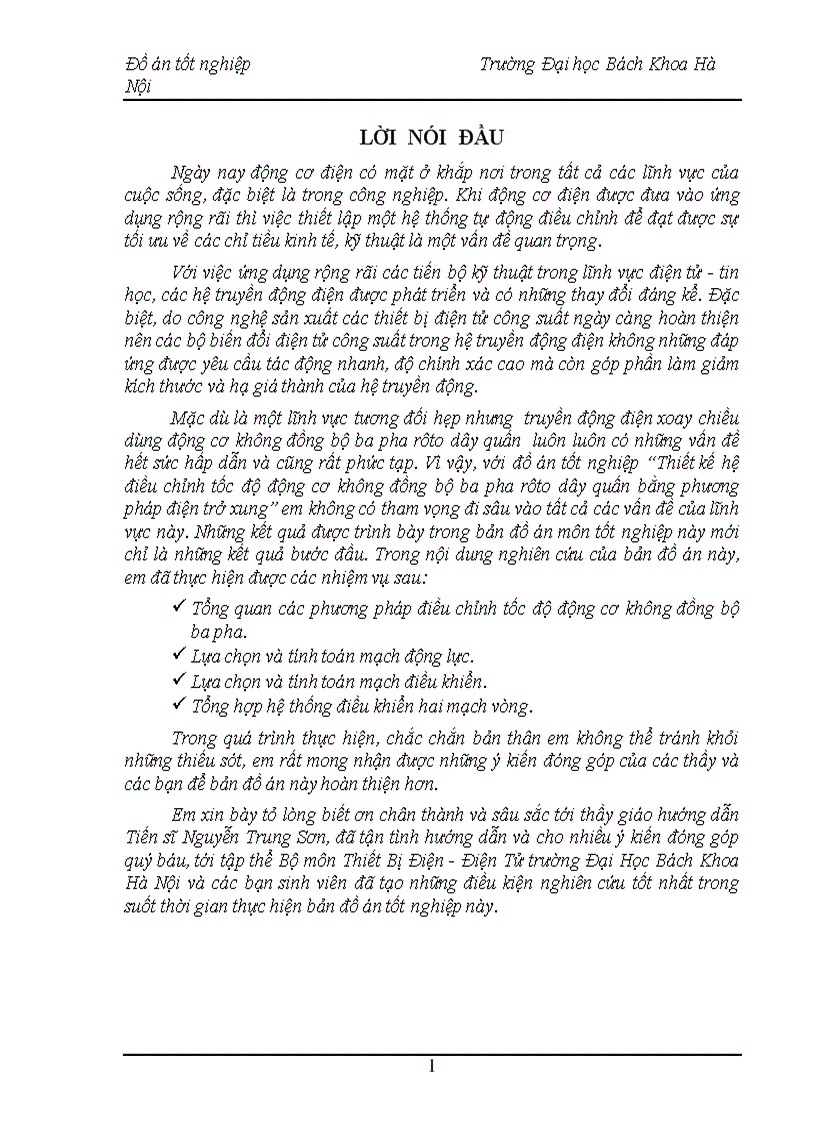 Thiết kế hệ điều chỉnh tốc độ động cơ không đồng bộ ba pha rôto dây quấn bằng phương pháp điện trở xung