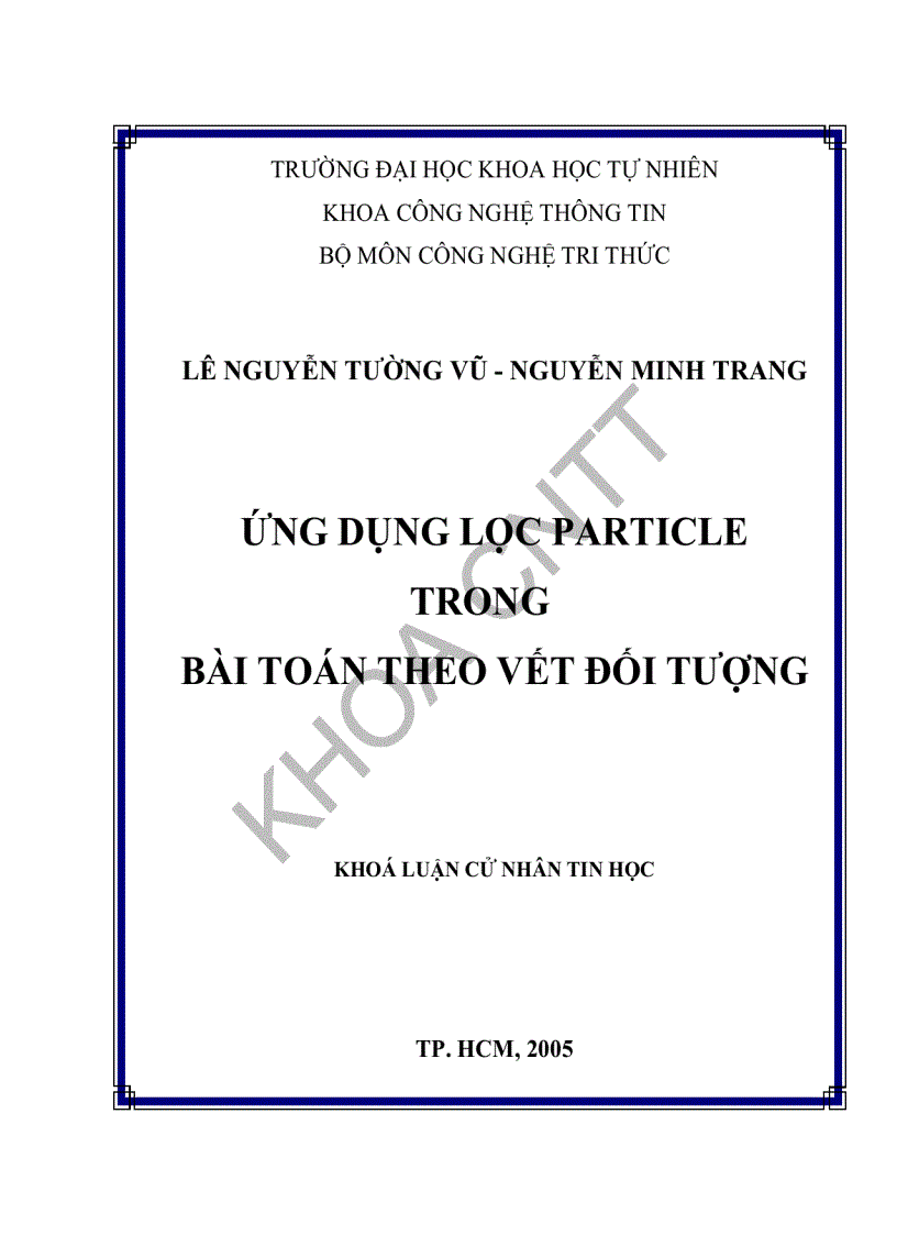 Ứng dụng lọc particle trong bài toán theo vết đối tượng