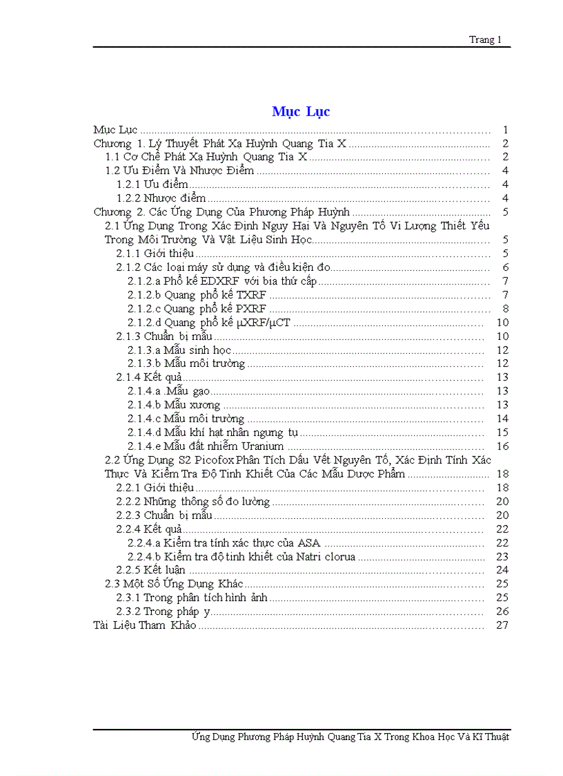 Ứng Dụng Phương Pháp Huỳnh Quang Tia X Trong Khoa Học Và Kĩ Thuật