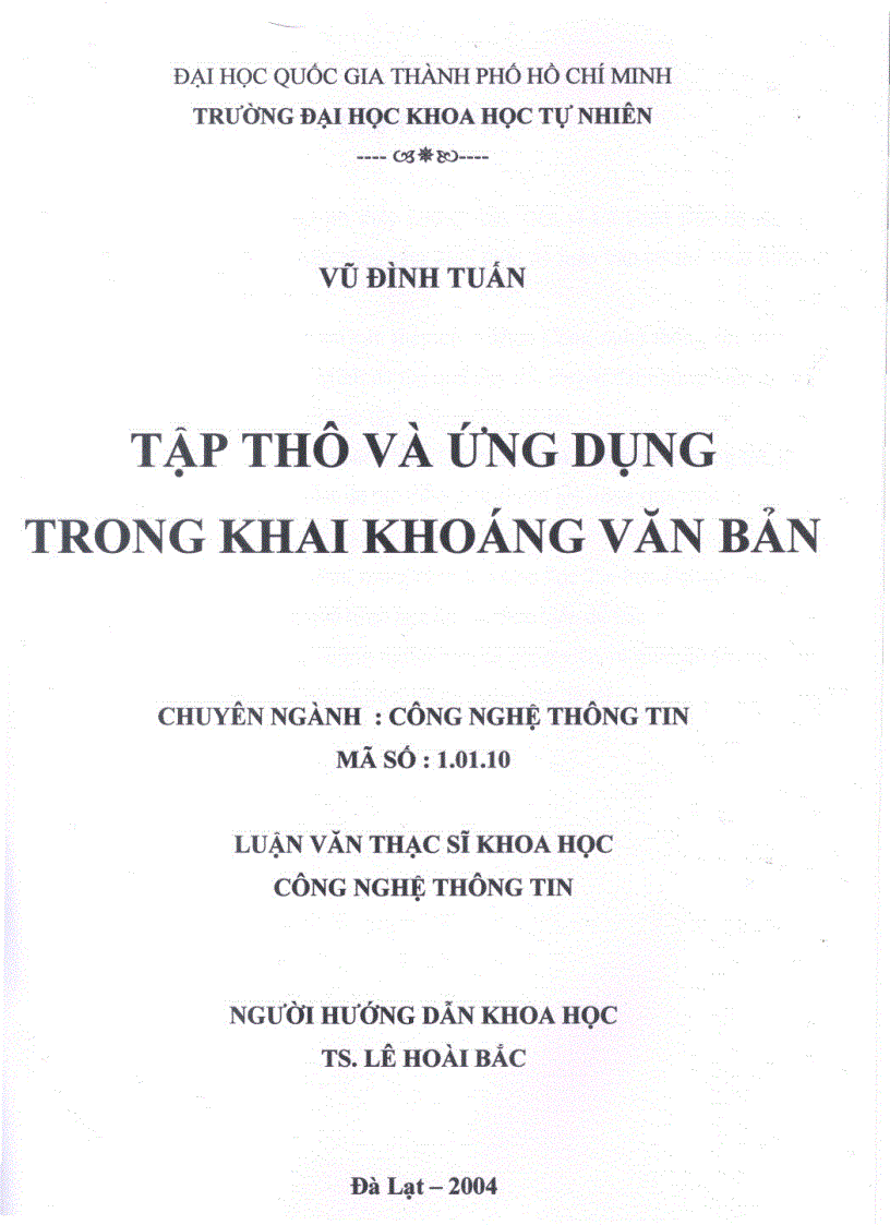 Tập thô và ứng dụng trong khai khoáng văn bản