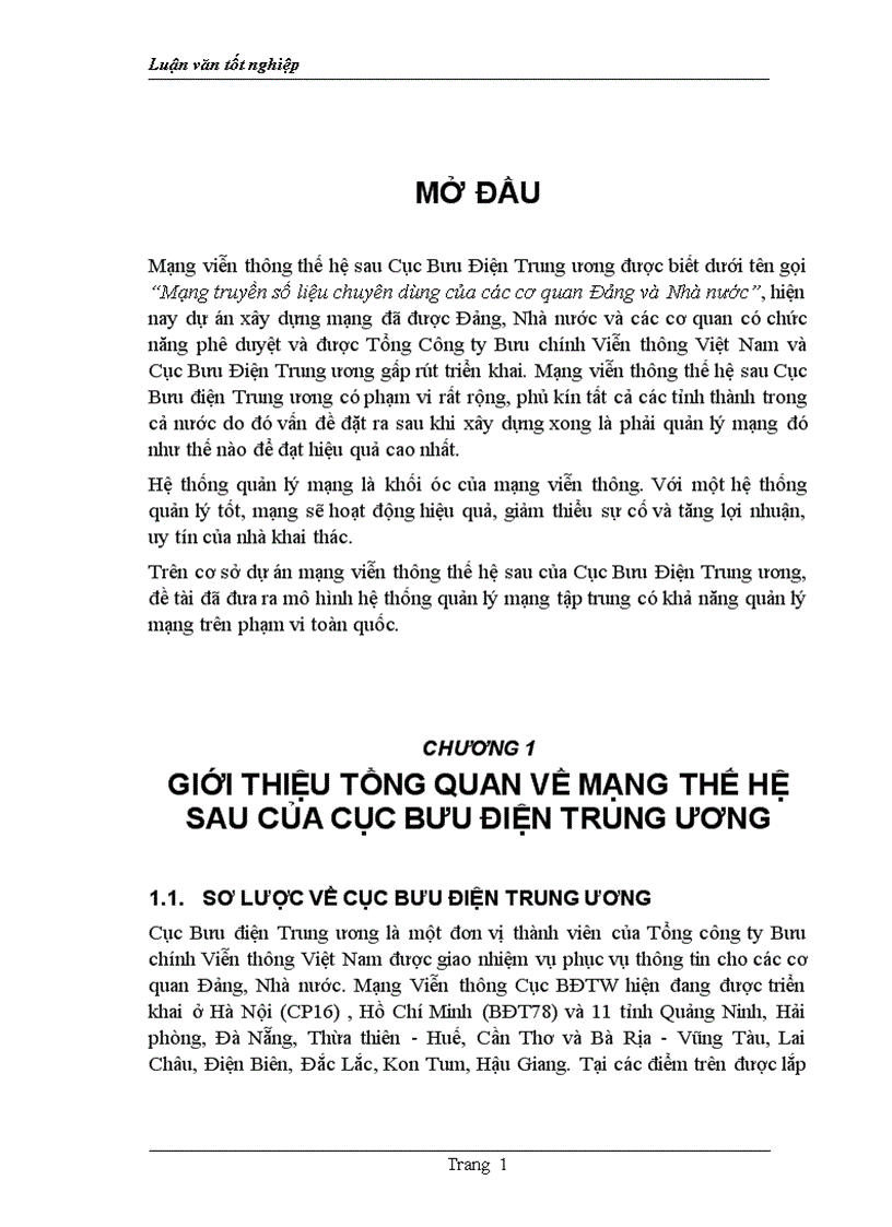 Thiết kế Mạng truyền số liệu chuyên dùng của các cơ quan Đảng và Nhà nước