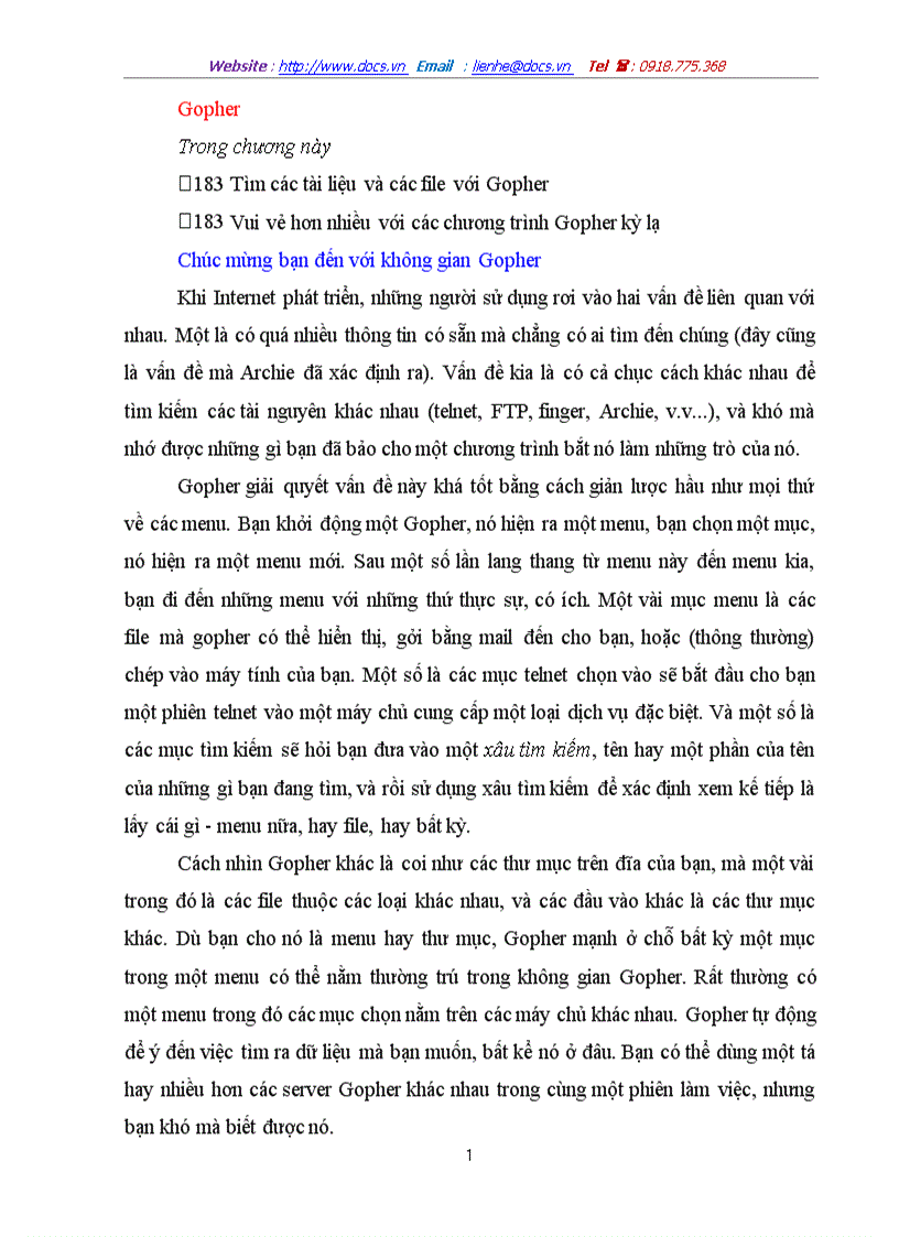 Tìm các tài liệu và các file với Gopher