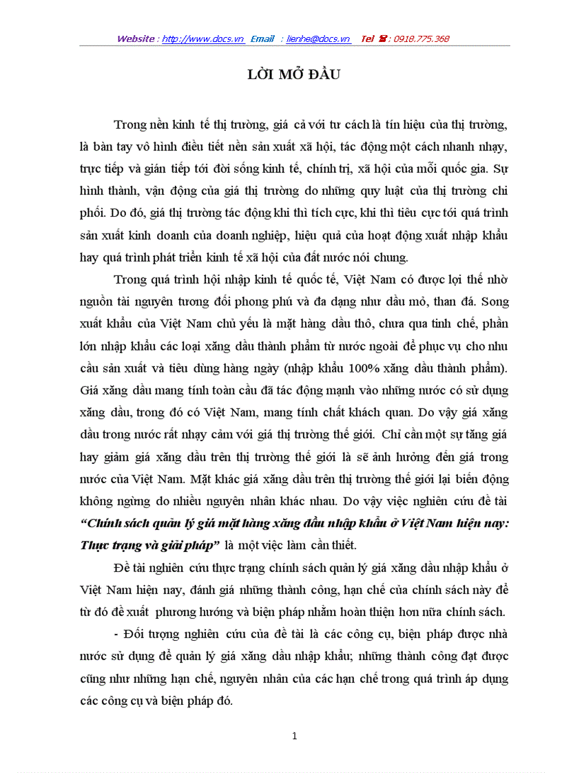 Chính sách quản lý giá mặt hàng xăng dầu nhập khẩu ở Việt Nam hiện nay Thực trạng và giải pháp