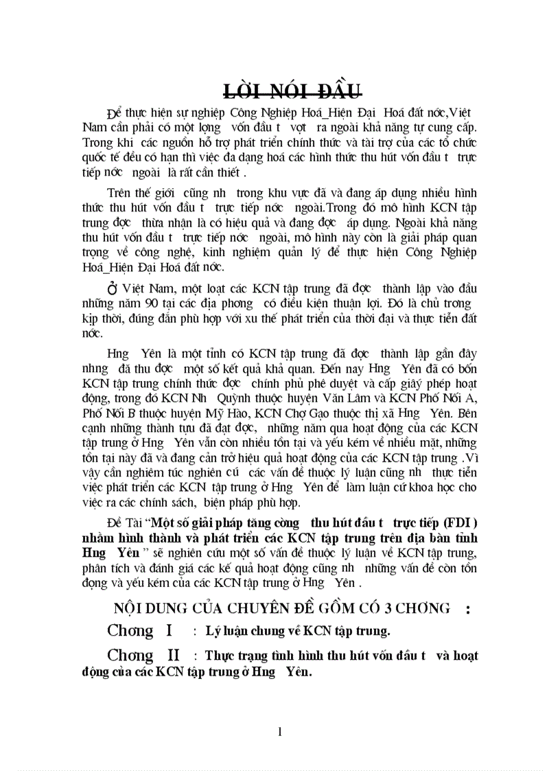 Một số giải pháp tăng cường thu hút đầu tư trực tiếp FDI nhằm hình thành và phát triển các KCN tập trung trên địa bàn tỉnh Hưng Yên
