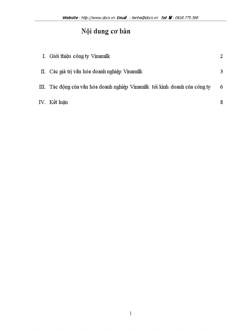 Văn hoá doanh nghiệp Vinamilk lt văn hoá gt