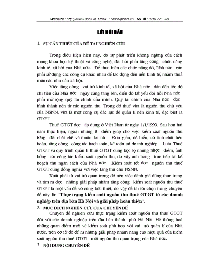 Thực trạng kiểm soát nguồn thu thuế GTGT từ các doanh nghiệp trên địa bàn Hà Nội và giải pháp hoàn thiện
