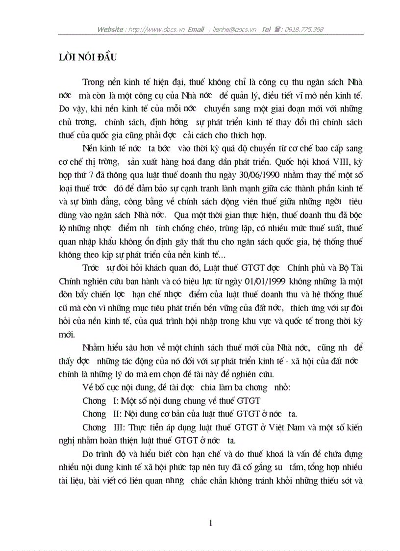 Thực tiễn áp dụng luật thuế GTGT VAT ở VN 1 số kiến nghị nhằm hoàn thiện luật thuế GTGT ở nước ta