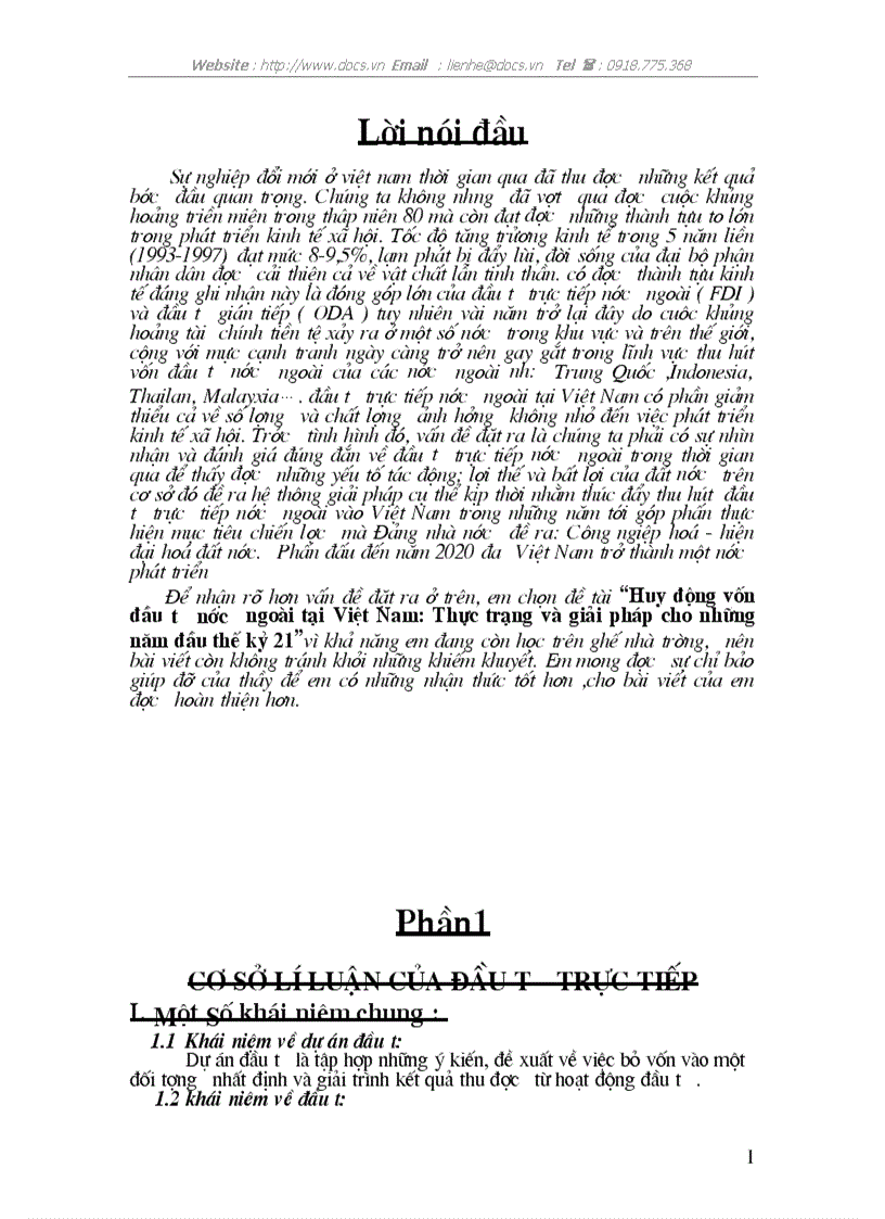 Huy động vốn đầu tư nước ngoài tại Việt Nam Thực trạng và giải pháp cho những năm đầu thế kỷ 21