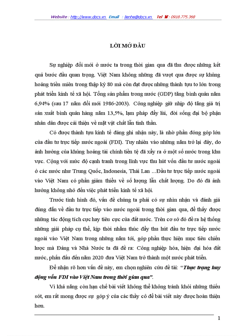 Những giải pháp tăng cường thu hút nguồn vốn fdi vào việt nam giai đoạn 2003 2005