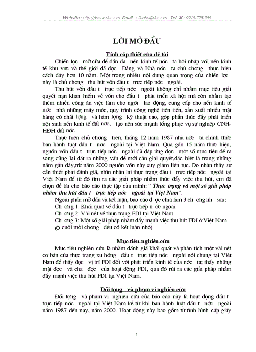 Thực trạng và một số giải pháp nhằm thu hút đầu tư trực tiếp nước ngoài tại Việt Nam