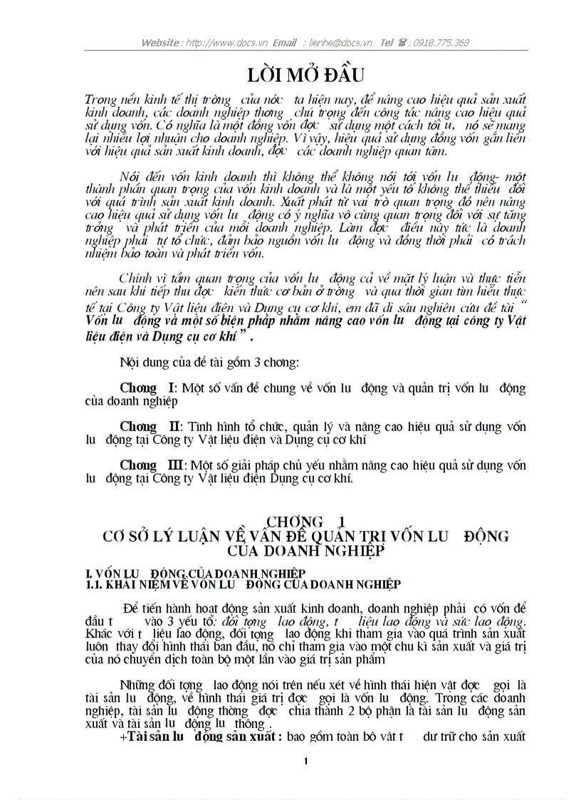 VLĐ 1 số biện pháp nhằm nâng cao VLĐ tại C ty Vật liệu điện Dụng cụ cơ khí