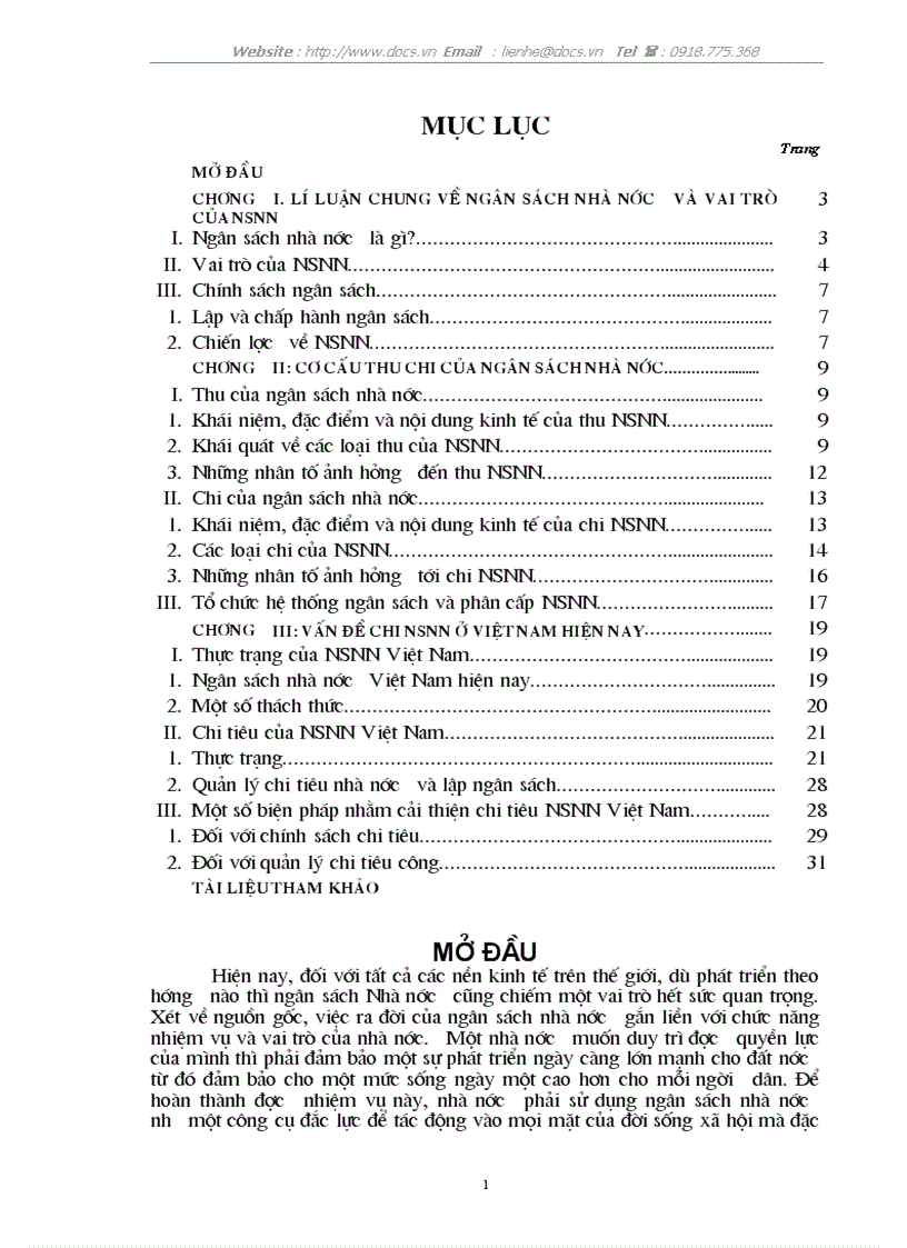 Vai trò của NSNN Những vấn đề liên quan đến NSNN