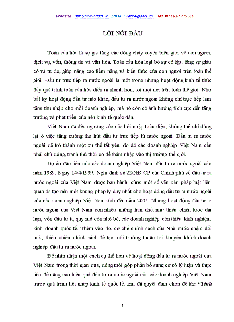 Một số giải pháp nhằm tăng cường và nâng cao hiệu quả đầu tư ra nước ngoài của các doanh nghiệp việt nam