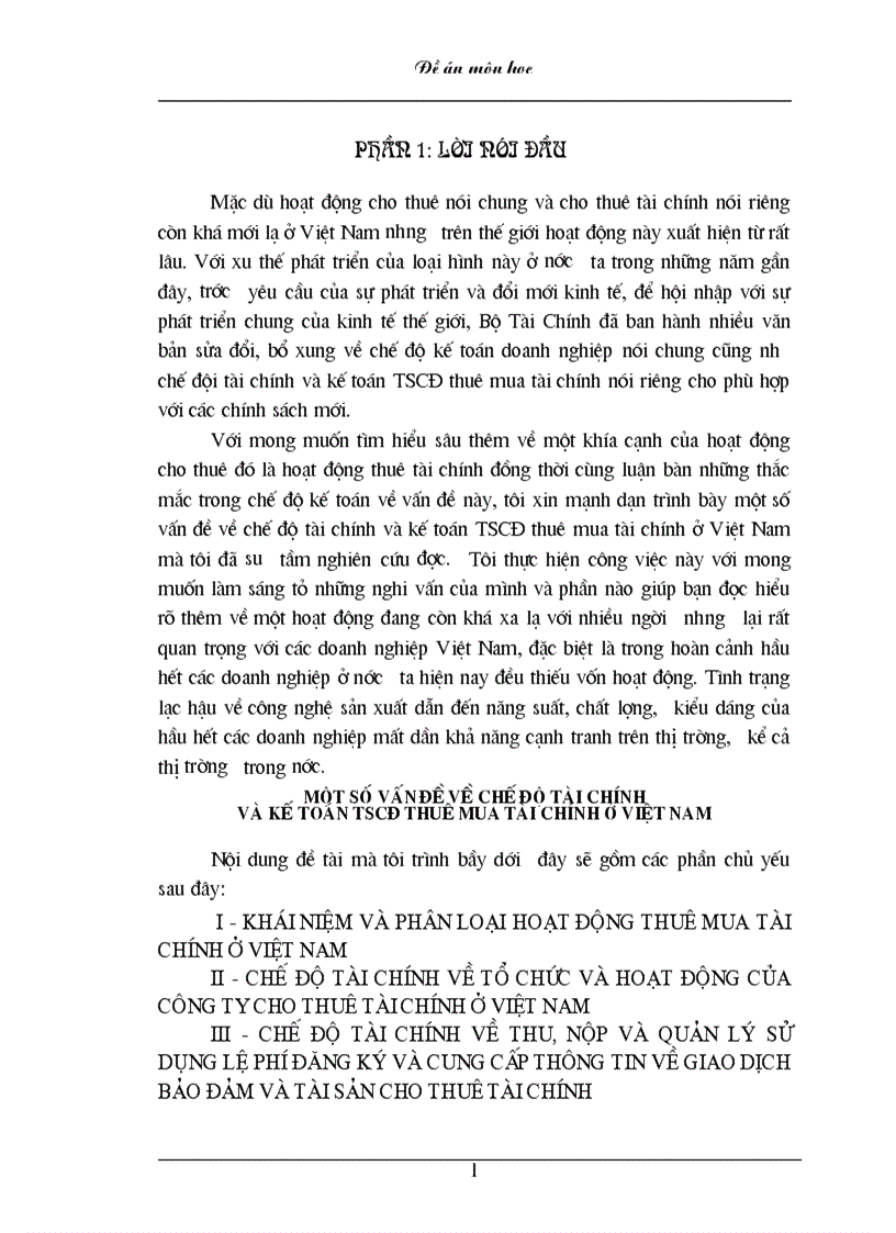 Một số vấn đề về chế độ tài chính và kế toán tscđ thuê mua tài chính ở việt nam
